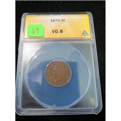 1870 Indian Head Penny -Semi Key - ANACS VG8