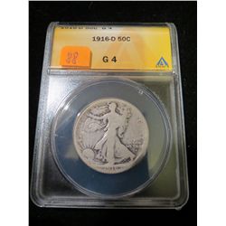 1916 D Liberty Walking Half Dollar - ANACS G 4