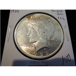 1922 Peace Silver Dollar - Doubled Date and Some Letters in Liberty