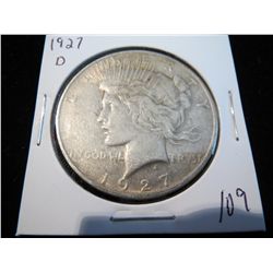 1927D Peace Silver Dollar