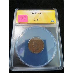 1867 Indian Head Penny - ANACS G4