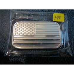1 Oz .999 Silver Bar American Flag - Sealed in original plastic