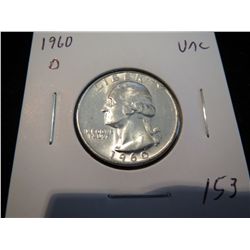 1960D Washington Silver Quarter - UNC