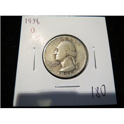 1936D Washington Silver Quarter - better date