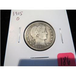 1915D Barber Silver Quarter