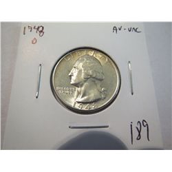 1948D Washington Silver Quarter