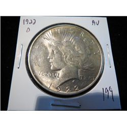 1922D Peace Silver Dollar - AU