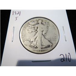 1921S Walking Liberty Half Dollar - semi key