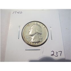 1940 Washington Silver Quarter