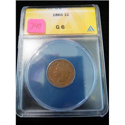 1866 Indian Head Penny - ANACS G6