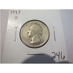 1937D Washington Silver Quarter