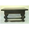 Image 1 : A Dutch oak draw-leaf side table, having cleated top over a pair of short frieze drawers, on mass...