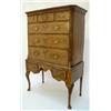 Image 1 : A George II walnut chest on associated stand having cavetto cornice over 3 short drawers and 3 gr...