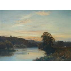 Alfred de Breanski - oil on canvas, 'River View at Sunset', 19ins x 26.5ins, signed (See illustra...