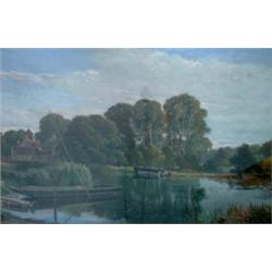 Charles Walter Radcliffe (1817 - 1903) - oil on canvas, 'Maple Durham on the Thames', signed, 29....
