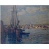 Image 1 : Rudolf Hellwag (1867-1942) - oil on canvas - Cornish fishing village with moored vessel in foregr...