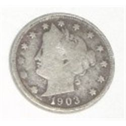 1903 LIBERTY "V" NICKEL RED BOOK $25.00+ *RARE EARLY VERY FINE GRADE*!! COIN CAME OUT OF SAFE!!