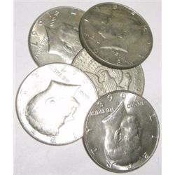 5 TOTAL SILVER KENNEDY HALF DOLLARS *MIXED DATES & GRADES-NICE EARLY SILVER HALF DOLLARS*!!