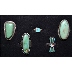 FIVE NAVAJO SILVER RINGS