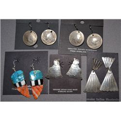 COLLECTION OF FIVE PUEBLO EARRINGS