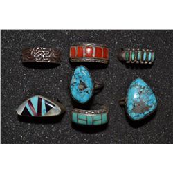 SEVEN NAVAJO SILVER RINGS