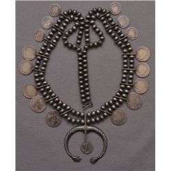 NAVAJO SILVER SQUASH BLOSSOM NECKLACE