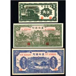 Bank of Chinan, 1939 Issue Trio.