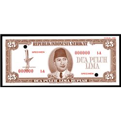 Republik Indonesia Serikat, 1949 Essay Specimen Banknote
