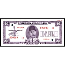 Republik Indonesia Unlisted 1948 Issue Essay Specimen Banknote.
