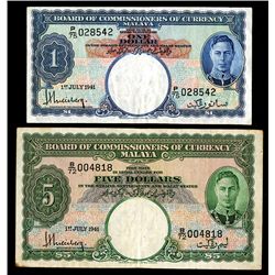 Board of Commissioners of Currency, 1941 (1945) Issue Banknote Pair.