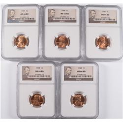 ( 5 ) 1944 LINCOLN CENTS NGC MS-66 RED!