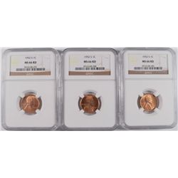 ( 3 ) 1952-S LINCOLN CENTS, NGC MS-66 GEMS!