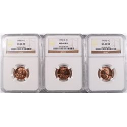 ( 3 ) 1953-D LINCOLN CENTS, NGC MS-66 RED GEMS!!