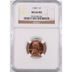 1949 LINCOLN CENT, NGC MS-66 RED RARE!!