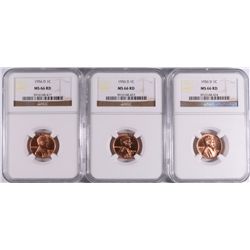 ( 3 ) 1956-D LINCOLN CENTS NGC MS-66 RED GEMS!