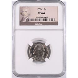 1940 JEFFERSON NICKEL, NGC MS-67!