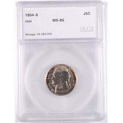 1954-S JEFFERSON NICKEL SEGS MS-65 GEM!