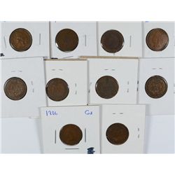 (10) INDIAN HEAD CENTS (76, 79, 80, 81, 82, 84, 85, 86, 94, 96)