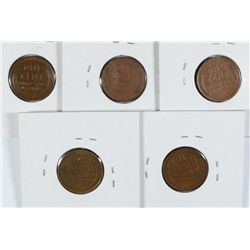 (5) 1932-D LINCOLN CENTS VF/XF
