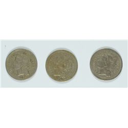 (3) THREE CENT NICKELS (65, 66, 70)
