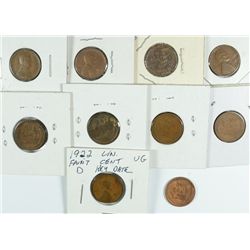 LINCOLN CENT LOT, 6-1922-D G / VF, 1924-D G, 3-1926-S VF/XF