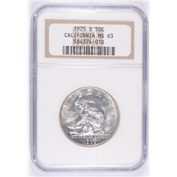 1925 S CALIFORNIA COMMEN HALF DOLLAR NGC MS-63