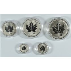 2004 CANADIAN SILVER MAPLE LEAF ( 5 ) PIECE SET ORIGINAL BOX AND COA,