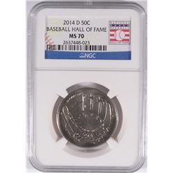 2014 U.S. MINT BASEBALL HALL OF FAME COMMEM. HALF DOLLAR, NGC MS-70! PERFECT!