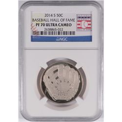 2014 U.S. MINT BASEBALL HALL OF FAME COMMEM. HALF DOLLAR, NGC PF-70 ULTRA CAMEO