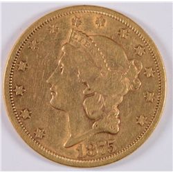 1875-S $20.00 GOLD LIBERTY, AU
