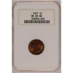 1907 INDIAN HEAD CENT NGC MS-65 RB (OLD NGC HOLDER)