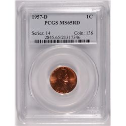 1957-D LINCOLN CENT PCGS MS-65 RD