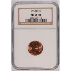 1958-D LINCOLN CENT NGC MS-66 RD