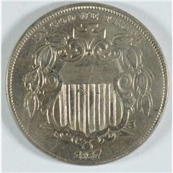 1867 SHIELD NICKEL XF/AU